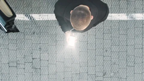Businessman Connecting to Global Network through Technology Lines Flying into Stock Footage 122947541