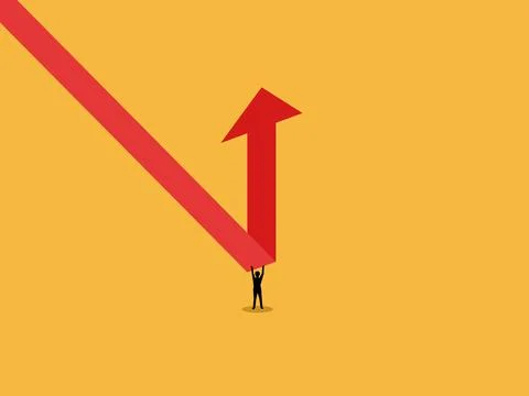 Businessman consider the downward trend in the graph to be a turnaround Ilustración de archivo