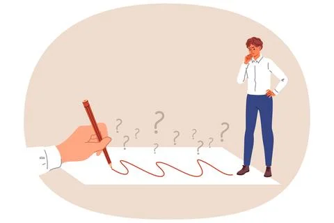 Businessman is considering correctness proposed solution and path that is drawn Stock Illustration
