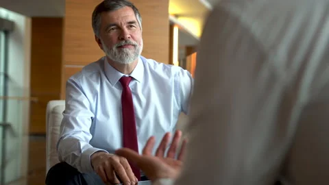 Businessman consult client about contract explain startup give advice at meeting Stock Footage 201257916