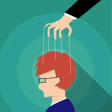 Businessman control adult's mind, vector design Stock Illustration