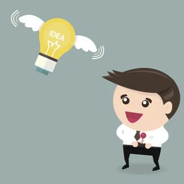 Businessman control lightbulb, flat design Stock Illustration