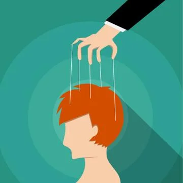 Businessman control man's mind, vector design Stock Illustration