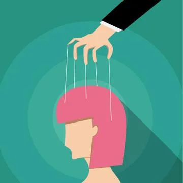 Businessman control woman's mind , vector design Stock Illustration
