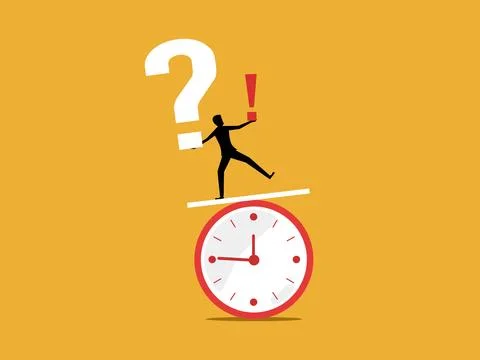 Businessman controls life problems balances on clock Stock Illustration