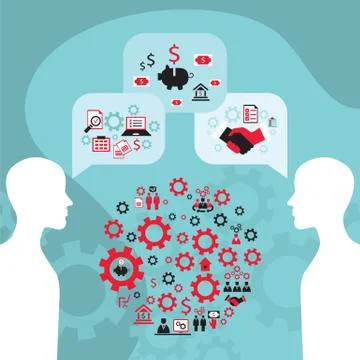 Businessman conversation, process of creating an idea Stock Illustration