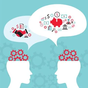 Businessman conversation, process of creating an idea. Successful business and Stock Illustration