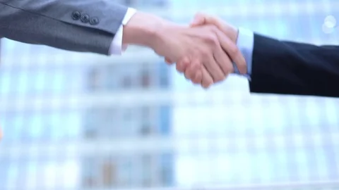Businessman cooperation handshake for agreement Stock Footage