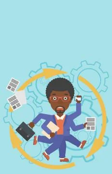 Businessman coping with multitasking イラスト素材