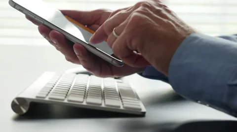 Businessman counting and typing. Stock Footage 55395780