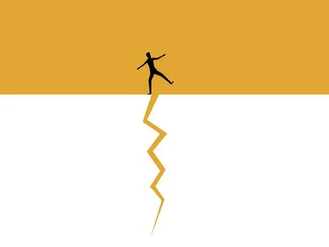 Businessman on a cracked plot of land Ilustración de archivo