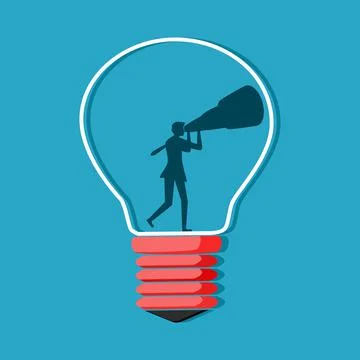 A businessman with a creative vision in a creative light bulb. business conce Stock Illustration