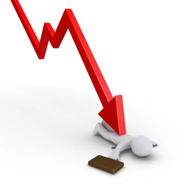 Businessman crushed by chart Stock Illustration