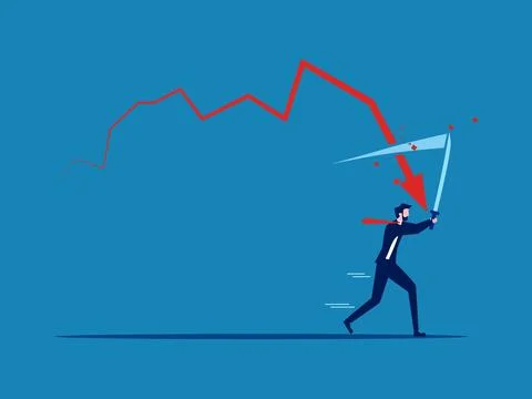 Businessman cuts crisis graph. vector 스톡 일러스트