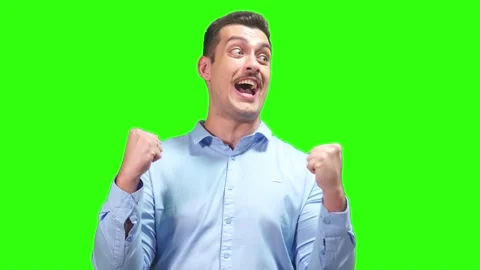Businessman is dancing energetically, he is having fun. Green screen Stock Footage 235948132