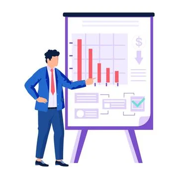 Businessman at dashboard analyzing data on growing graph. Data science. Business Stock Illustration