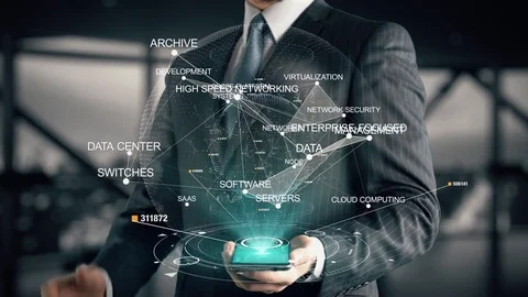 Businessman with Data Center Stock Footage 84615234