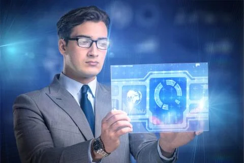 Businessman in data computing concept 스톡 사진
