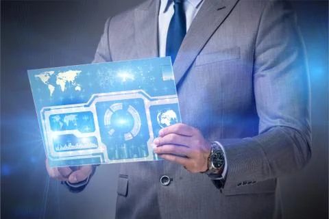 Businessman in data computing concept 스톡 사진