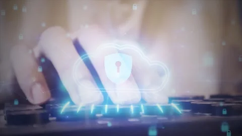 Businessman Data security background with digital shield. Information Stock Footage 316586954