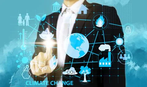 Businessman dealing with environmental problems,Changes in the climate The is Stock Photos