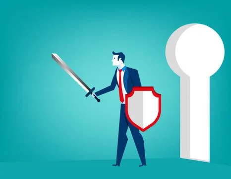 Businessman defending Stock Illustration