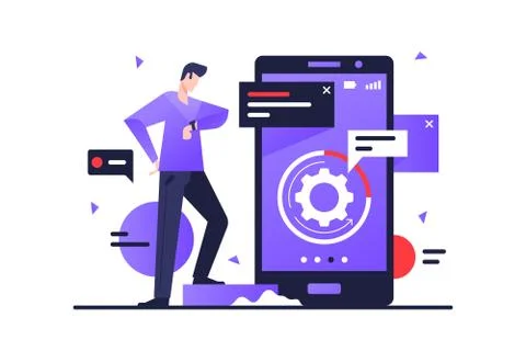 Businessman develop and creating new application hurrying to deadline. Stock Illustration