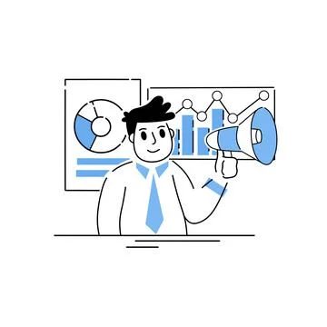 Businessman develops financial business strategy Stock Illustration
