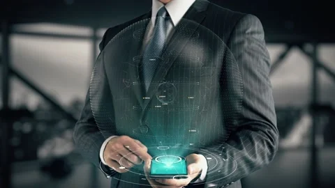 Businessman with Devops Engineer hologram concept Stock Footage 171727457