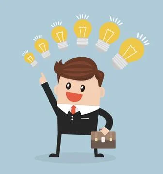 Businessman with different sizes of idea Stock Illustration