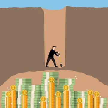 Businessman digging for a bitcoin Stock Illustration