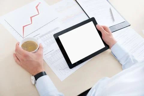 Businessman with digital computer Stock Photos