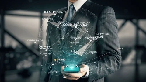 Businessman with Digital Divide Stock Footage 81151710
