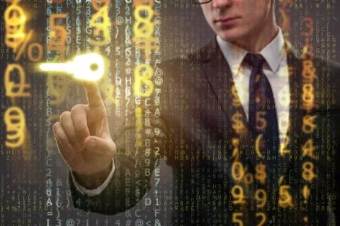 Businessman in digital security concept Stock Photos