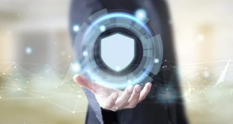 Businessman with digital shield Stock Illustration
