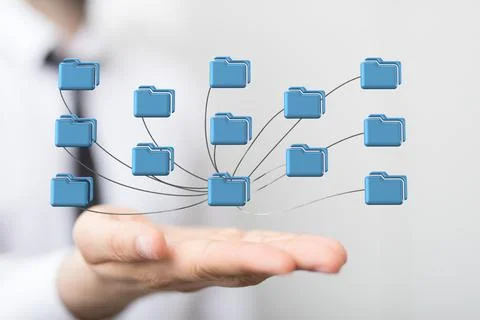 Businessman displaying a Ui of cloud computing technology internet storage Stock-Fotos