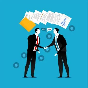 Businessman do handshaking with document contract illustration. Business part Stock Illustration