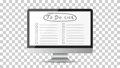 Businessman to do list, checklist with computer. Check list icon flat vector  Stock Illustration
