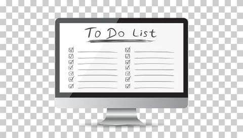 Businessman to do list, checklist with computer. Check list icon flat vector  Stock Illustration