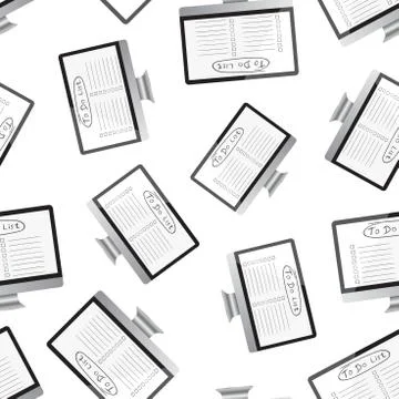 Businessman to do list, checklist with computer monitor seamless pattern back Stock Illustration