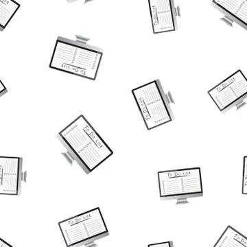 Businessman to do list, checklist with computer monitor seamless pattern back Stock Illustration