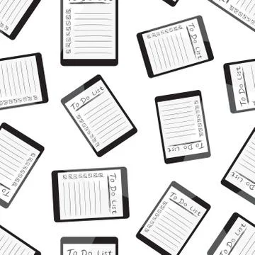 Businessman to do list, checklist with tablet computer seamless pattern backg Stock Illustration