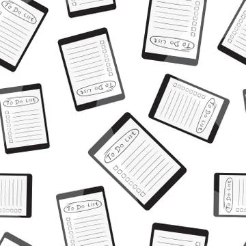 Businessman to do list, checklist with tablet computer seamless pattern backg Stock Illustration