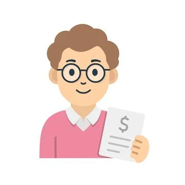 Businessman with document icon in flat style. Male accountant vector illust.. イラスト素材