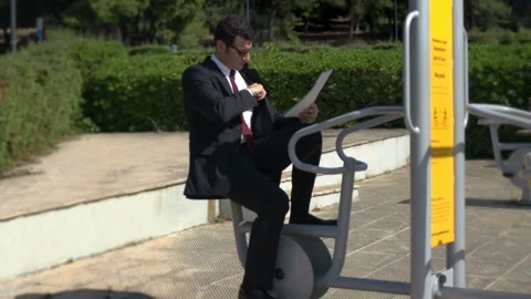  Businessman Doing Exercising Stockbeeldmateriaal 210400393
