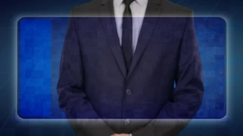 Businessman doing a financial analysis on touch screens. JPY, Yen, Japan Stock Footage 72107548