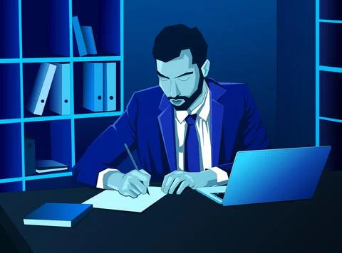 Businessman doing paperwork Stock Illustration
