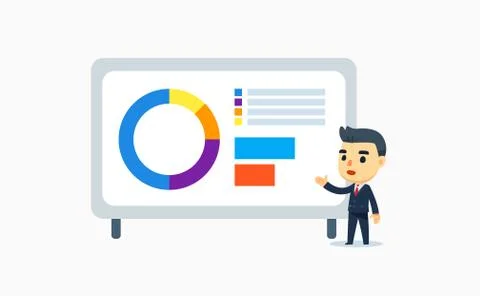 A businessman is doing a presentation. vector illustration Stock Illustration