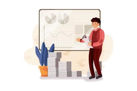 Businessman doing sales analytics Stock Illustration