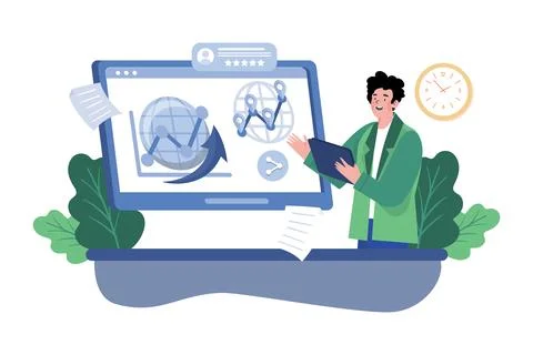 Businessman Doing Web Analytics Stock Illustration